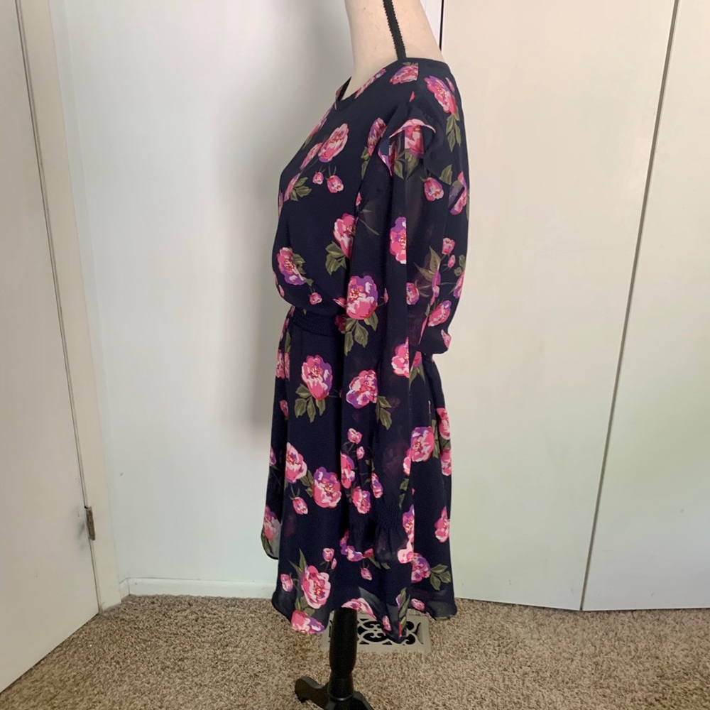 Maison Jules Longsleeve Navy Floral Dress XL - Picture 3 of 12